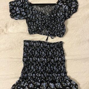 Papaya Black and Blue Textured Matching Set